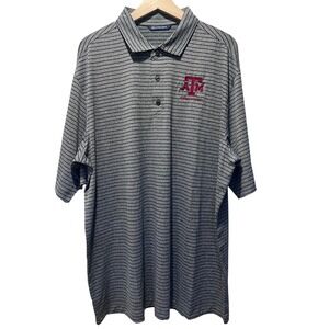 CUTTER AND BUCK TEXAS‎ A&M AGGIES MENS STRIPE SHORT SLEEVE POLO XL